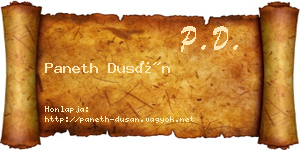 Paneth Dusán névjegykártya